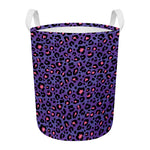 Purple And Pink Leopard Print Round Laundry Basket