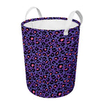 Purple And Pink Leopard Print Round Laundry Basket