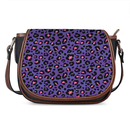 Purple And Pink Leopard Print Saddle Bag
