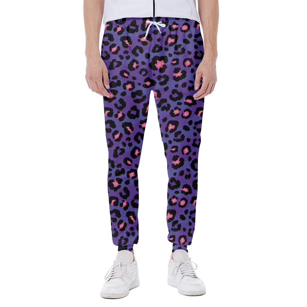 Purple And Pink Leopard Print Scuba Joggers