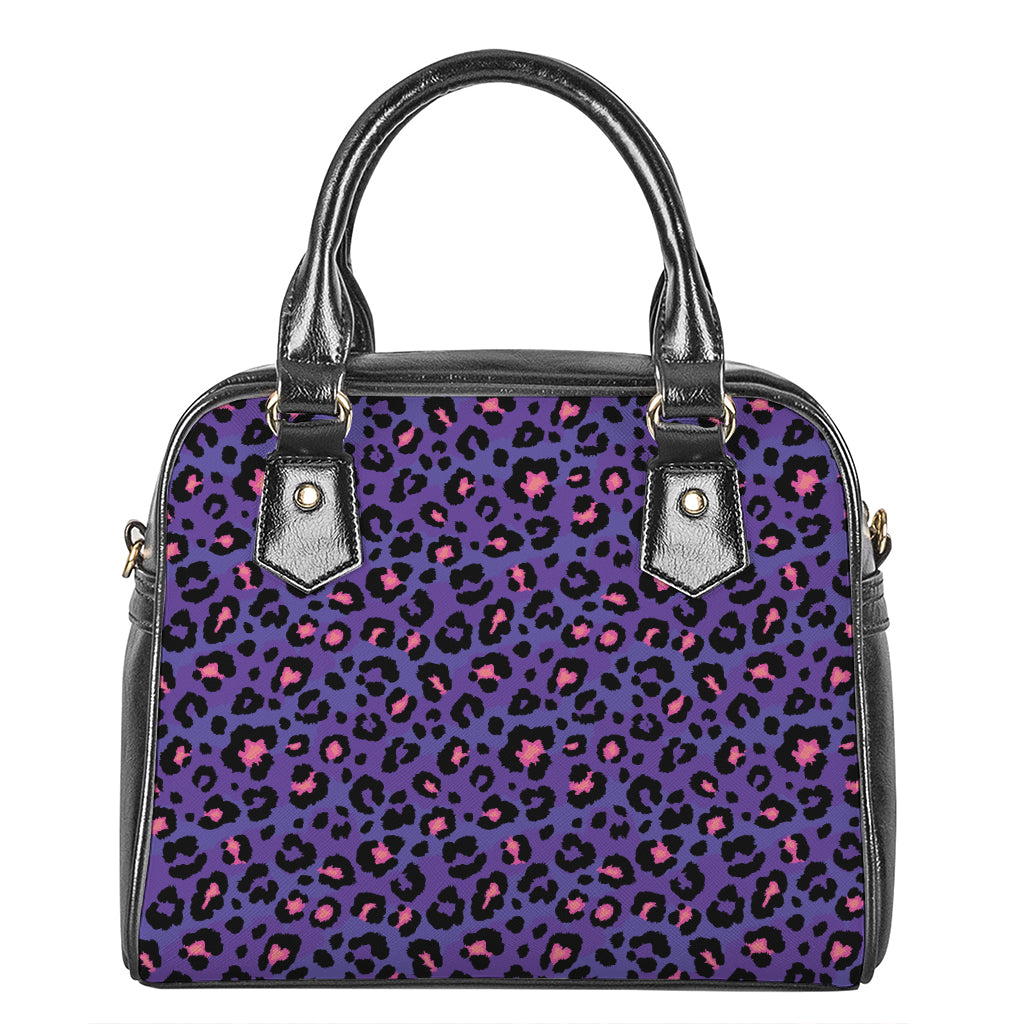 Purple And Pink Leopard Print Shoulder Handbag