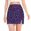 Purple And Pink Leopard Print Side Slit Mini Skirt
