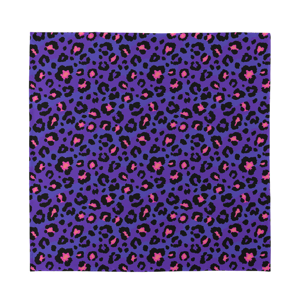 Purple And Pink Leopard Print Silk Bandana