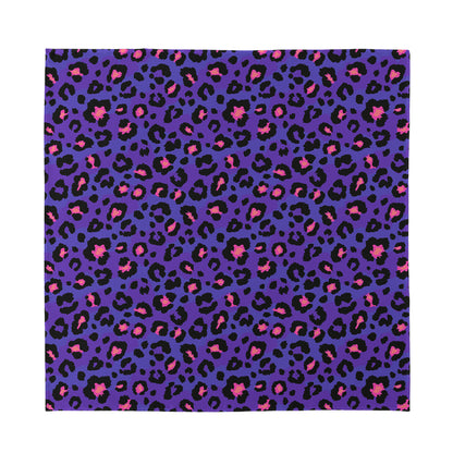 Purple And Pink Leopard Print Silk Bandana
