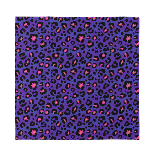 Purple And Pink Leopard Print Silk Bandana