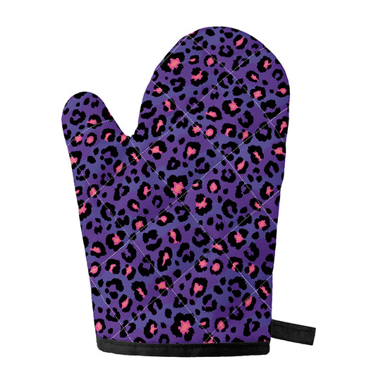 Purple And Pink Leopard Print Single Oven Mitt