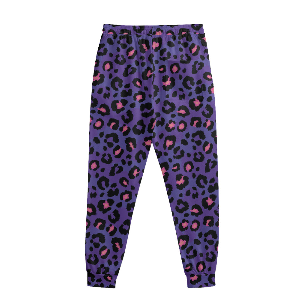 Purple And Pink Leopard Print Sweatpants