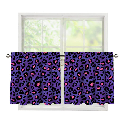Purple And Pink Leopard Print Tier Curtains