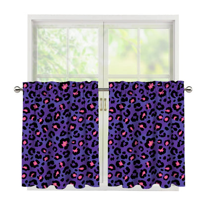 Purple And Pink Leopard Print Tier Curtains