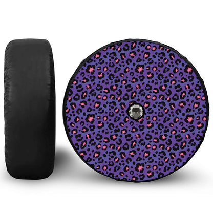 Purple And Pink Leopard Print Tire Cover With Camera Hole