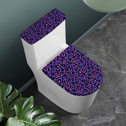 Purple And Pink Leopard Print Toilet Lid And Tank Cover Set