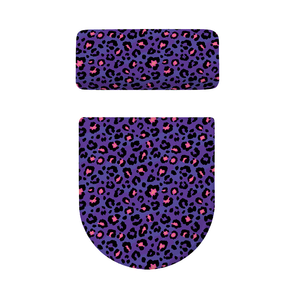 Purple And Pink Leopard Print Toilet Lid And Tank Cover Set