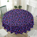 Purple And Pink Leopard Print Waterproof Round Tablecloth