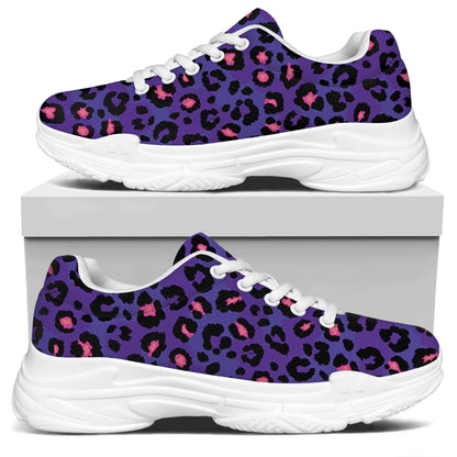 Purple And Pink Leopard Print White Chunky Shoes