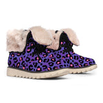 Purple And Pink Leopard Print Winter Boots