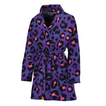 Purple And Pink Leopard Print Women's Bathrobe