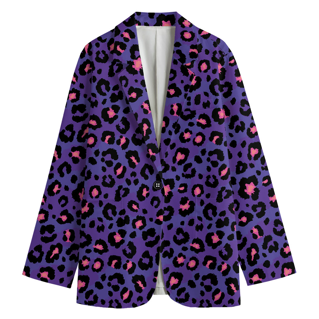 Purple And Pink Leopard Print Women's Blazer