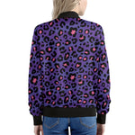 Purple And Pink Leopard Print Women's Bomber Jacket