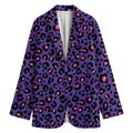 Purple And Pink Leopard Print Women's Cotton Blazer