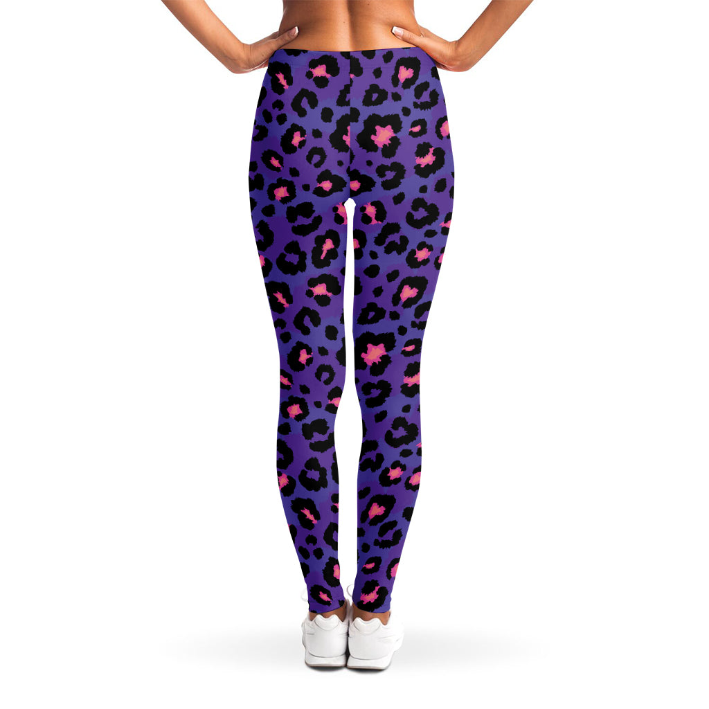 Purple And Pink Leopard Print Women's Leggings