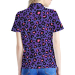 Purple And Pink Leopard Print Women's Polo Shirt