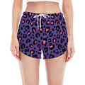 Purple And Pink Leopard Print Women's Split Running Shorts