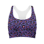 Purple And Pink Leopard Print Women's Sports Bra