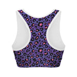 Purple And Pink Leopard Print Women's Sports Bra