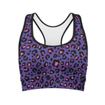 Purple And Pink Leopard Print Women's Sports Bra