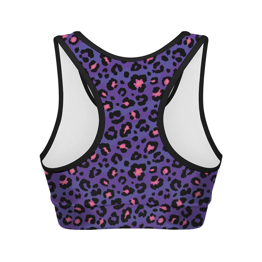 Purple And Pink Leopard Print Women's Sports Bra