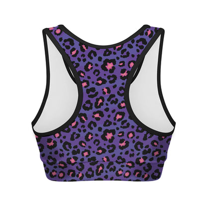 Purple And Pink Leopard Print Women's Sports Bra