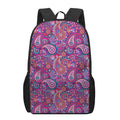 Purple And Pink Paisley Pattern Print 17 Inch Backpack