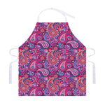 Purple And Pink Paisley Pattern Print Adjustable Apron