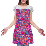 Purple And Pink Paisley Pattern Print Adjustable Apron