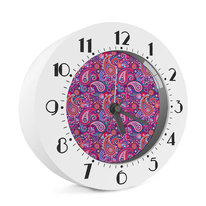 Purple And Pink Paisley Pattern Print Alarm Clock