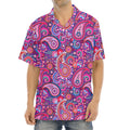 Purple And Pink Paisley Pattern Print Aloha Shirt