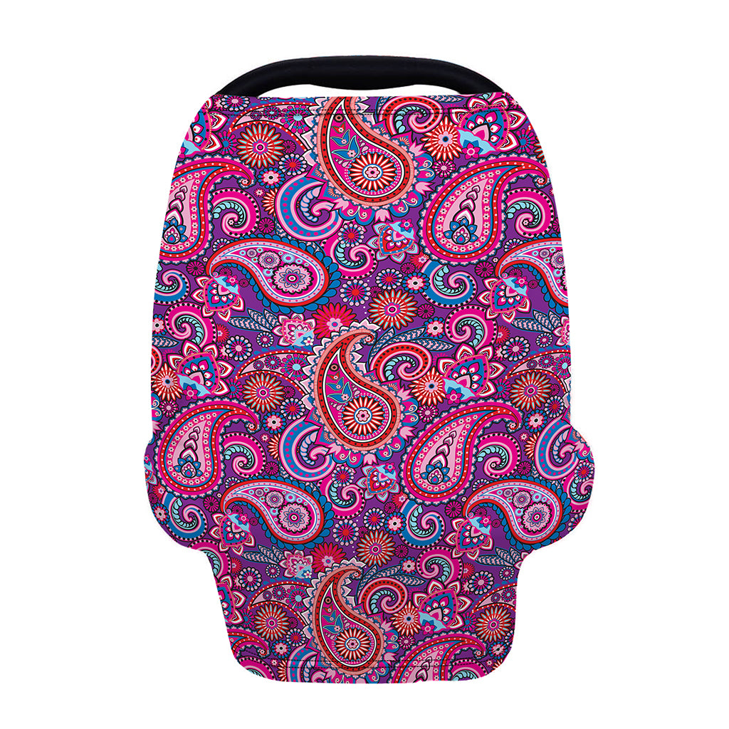 Purple And Pink Paisley Pattern Print Baby Seat Cover
