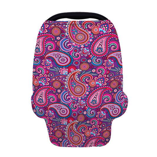 Purple And Pink Paisley Pattern Print Baby Seat Cover