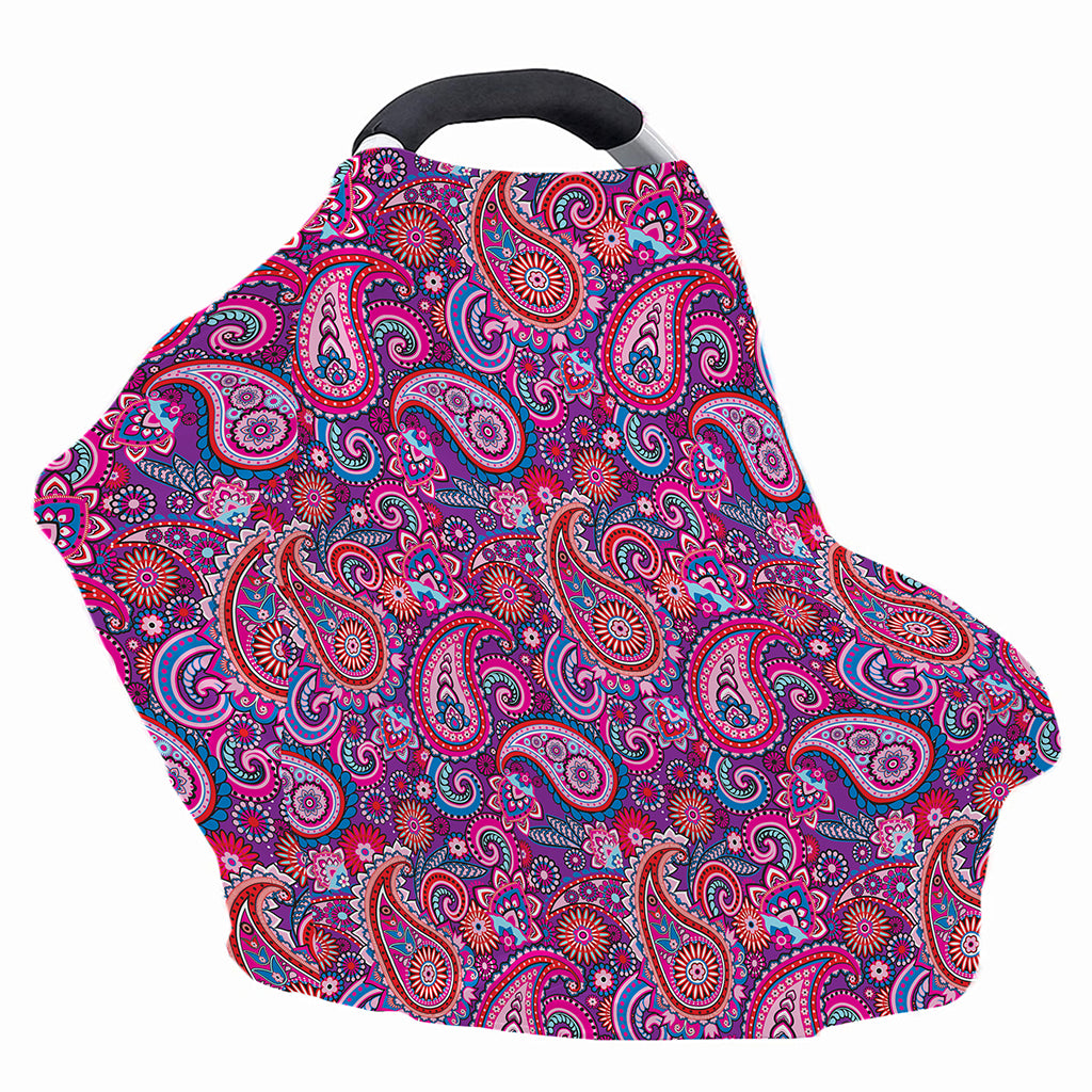 Purple And Pink Paisley Pattern Print Baby Seat Cover