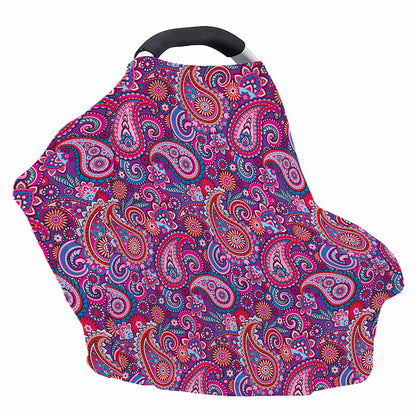 Purple And Pink Paisley Pattern Print Baby Seat Cover