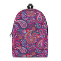 Purple And Pink Paisley Pattern Print School Backpack