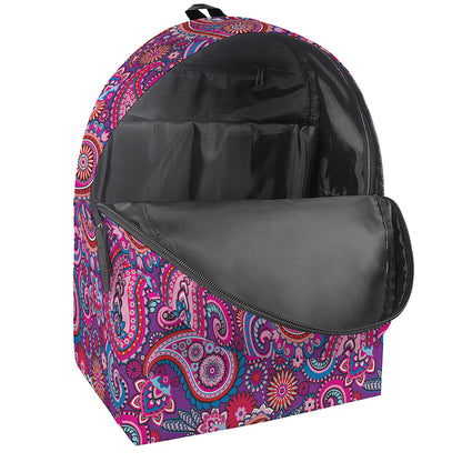 Purple And Pink Paisley Pattern Print Backpack