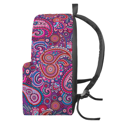 Purple And Pink Paisley Pattern Print Backpack