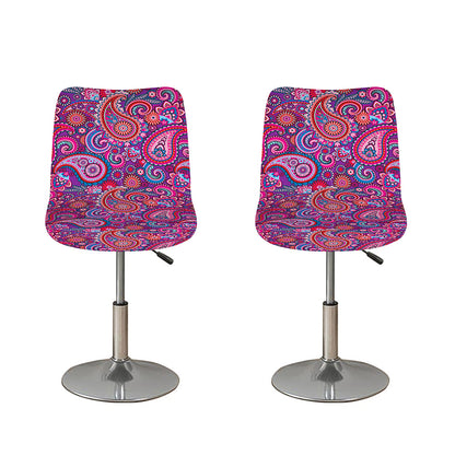 Purple And Pink Paisley Pattern Print Bar Stool Covers
