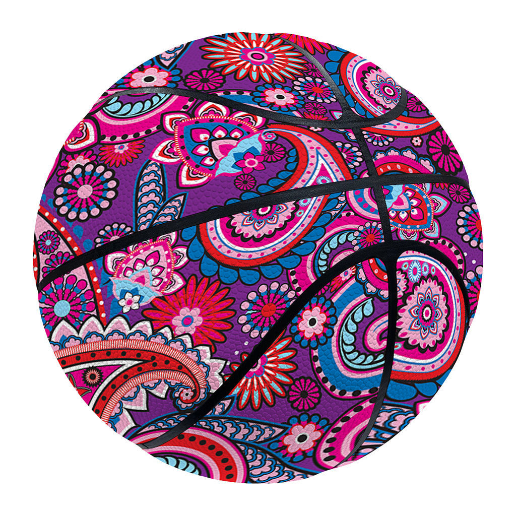 Purple And Pink Paisley Pattern Print Basketball