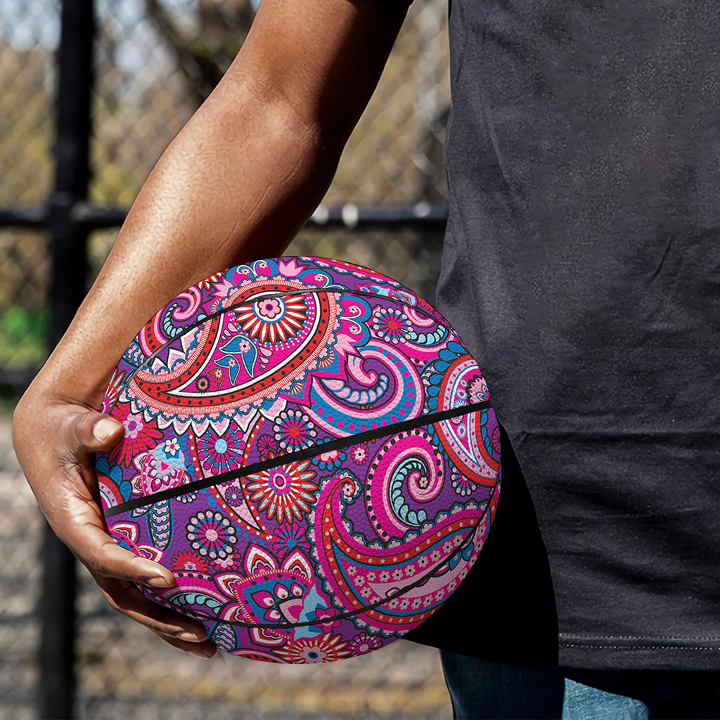 Purple And Pink Paisley Pattern Print Basketball