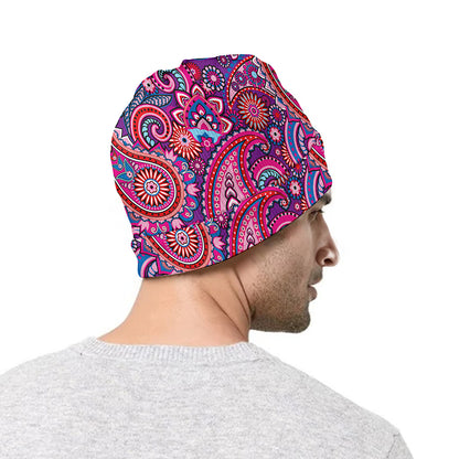 Purple And Pink Paisley Pattern Print Beanie