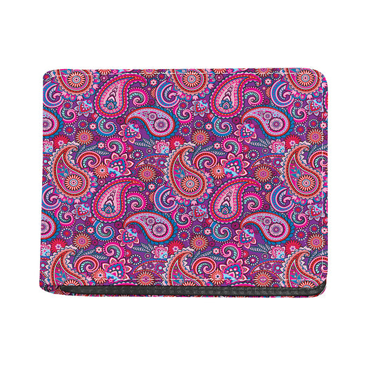 Purple And Pink Paisley Pattern Print Bifold Wallet