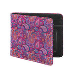 Purple And Pink Paisley Pattern Print Bifold Wallet