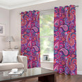 Purple And Pink Paisley Pattern Print Dimout Grommet Curtains